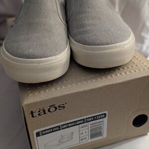 Taos grey wash canvas slip on size 8
